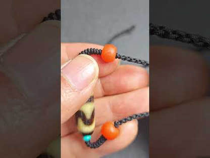 Authentische Tigerzahn Dzi Perlenkette 36*11mm