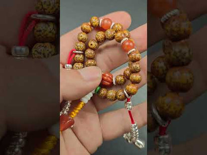 Gandhanra Auténtico Mala de Muñeca Tibetano Portátil - Pulsera de Cuentas de Semilla de Loto Antiguas de 7.7mm - Cuentas de Oración Budistas Portátiles para Meditación