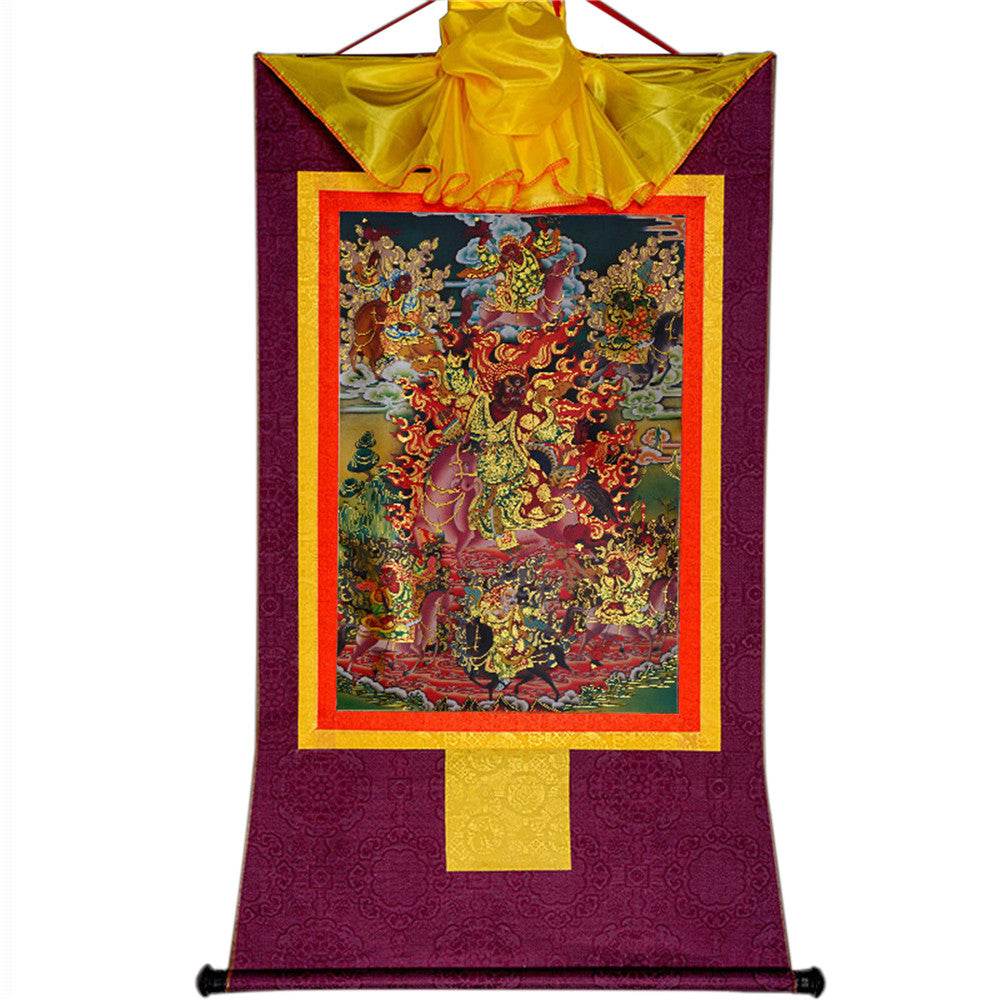 Tsiu Marpo-Dharma Protector - Tibetan thangka painting, view 11
