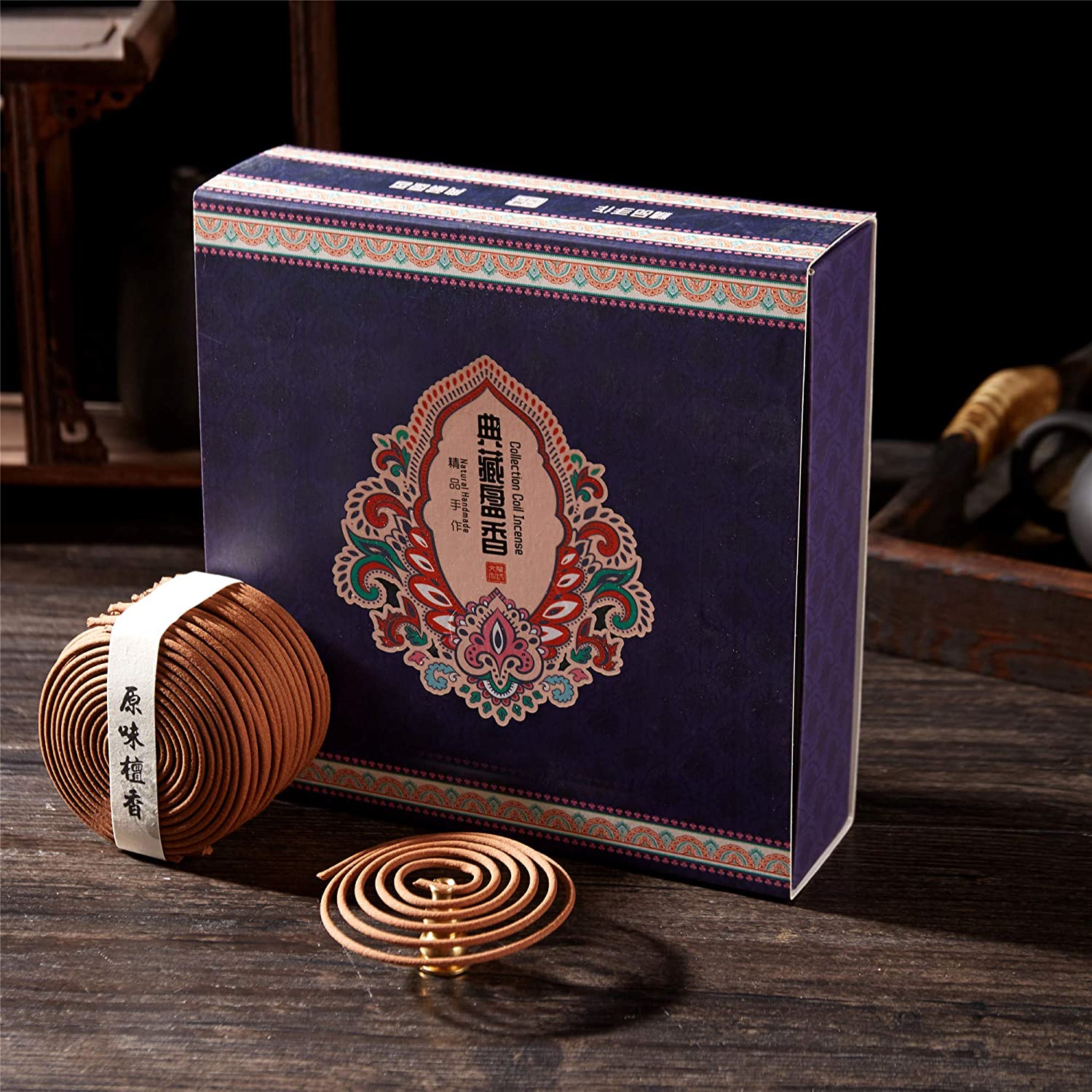 Gandhanra Handmade Assorted Natural incense Coils Variety Pack,4 Packs of 160 Long Lasting Sticks,Gift Pack 
