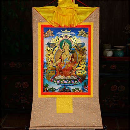 Maitreya Ajita - A Future Buddha of This World - Tibetan thangka painting, view 8
