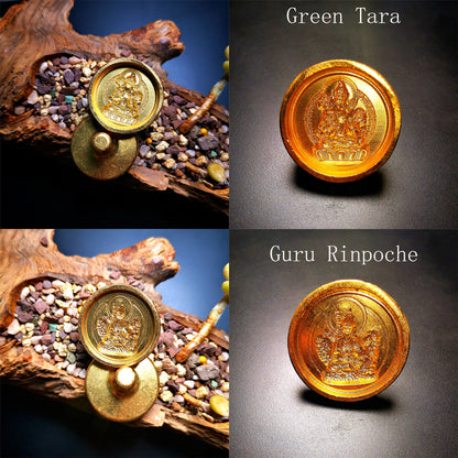 Gandhanra Handmade Small Round Tsa Tsa ,Tibetan Buddha Statue Mold-Green Tara-Guru Rinpoche