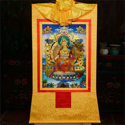 Maitreya Ajita - A Future Buddha of This World - Tibetan thangka painting, view 14