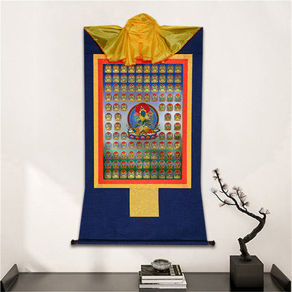 Gandhanra-Thangka-Art-100-Green-TaraGandhanra Bronzing Printed Tibetan Thangka Art - 100 Green Tara Thangka, Hand Framed Tibetan Buddhist Thangka Wall Hanging