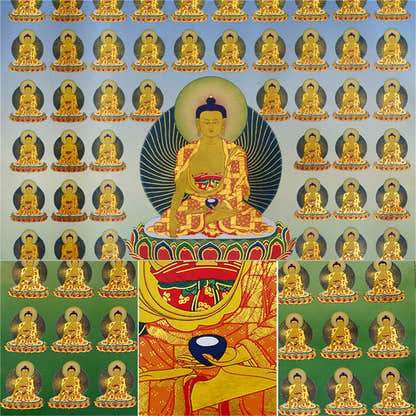 100 Shakyamuni - Tibetan thangka painting, view 8