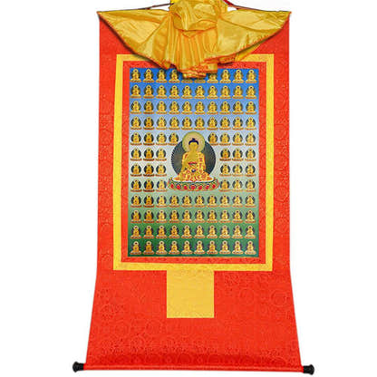 100 Shakyamuni - Tibetan thangka painting, view 17