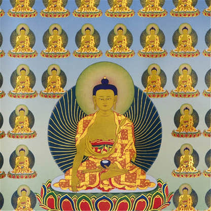 100 Shakyamuni - Tibetan thangka painting, view 7
