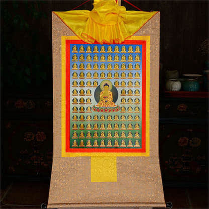 100 Shakyamuni - Tibetan thangka painting, view 10