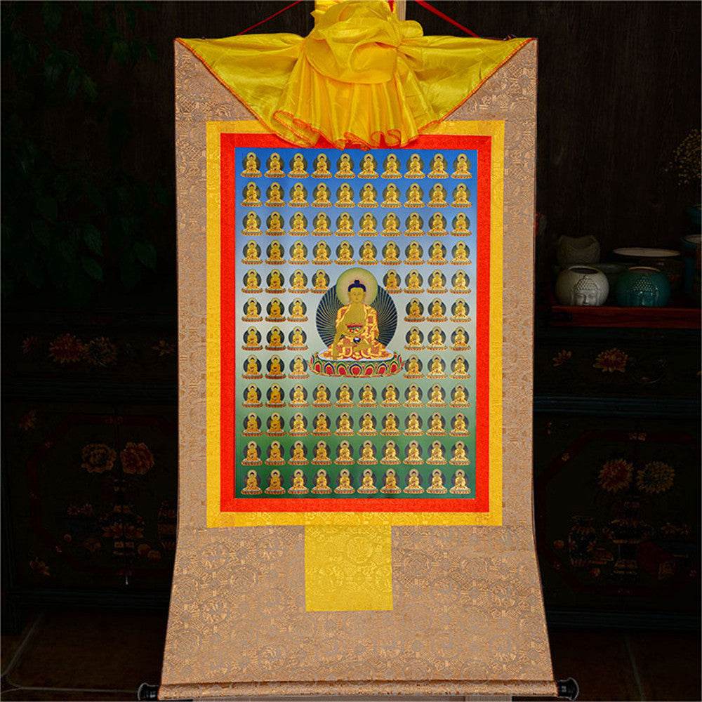 100 Shakyamuni - Tibetan thangka painting, view 10