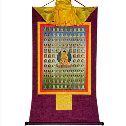 100 Shakyamuni - Tibetan thangka painting, view 13