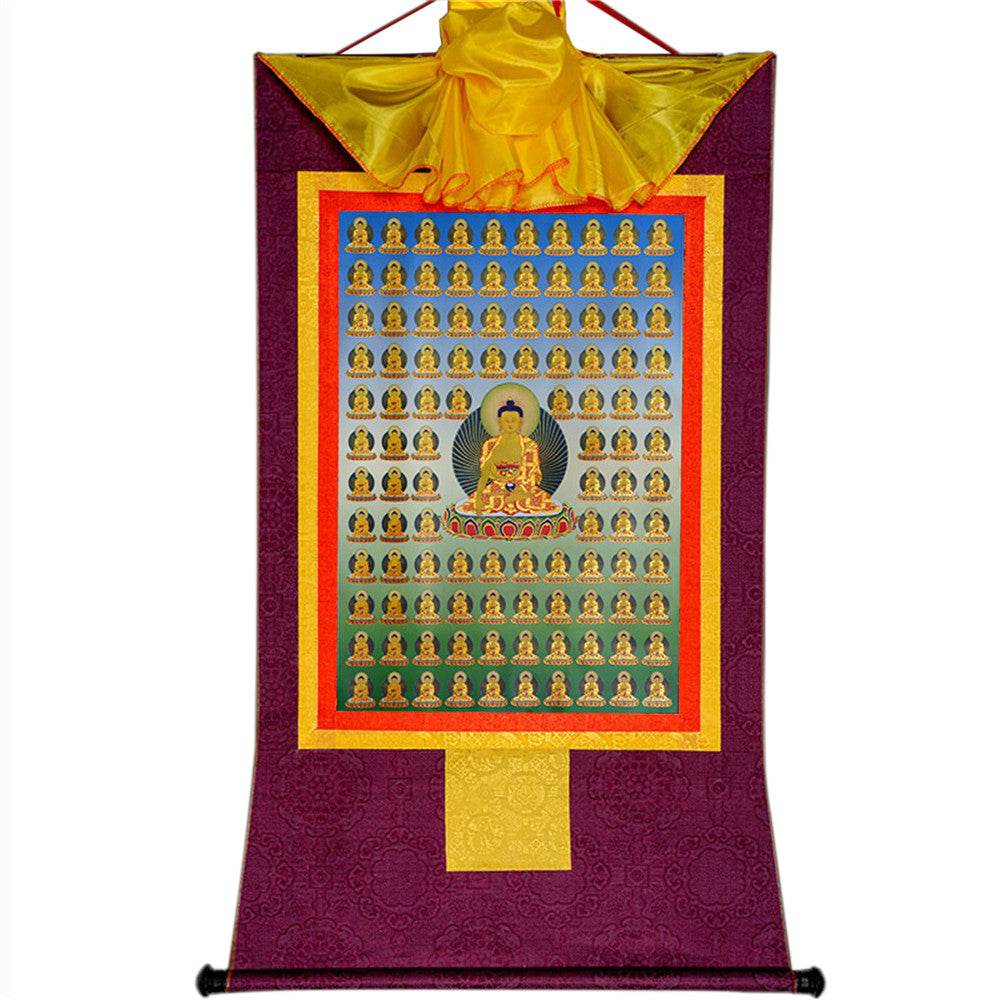 100 Shakyamuni - Tibetan thangka painting, view 13