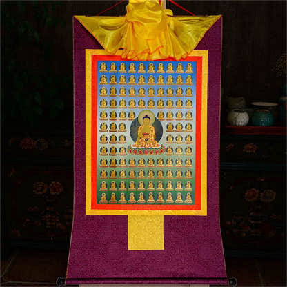 100 Shakyamuni - Tibetan thangka painting, view 14