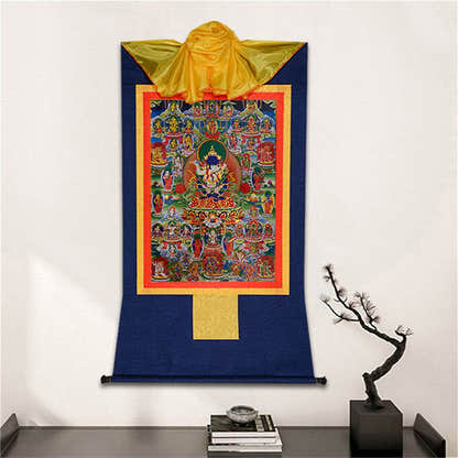 Bardo Thodol-42 Silent Deities - Tibetan thangka painting, detailed view