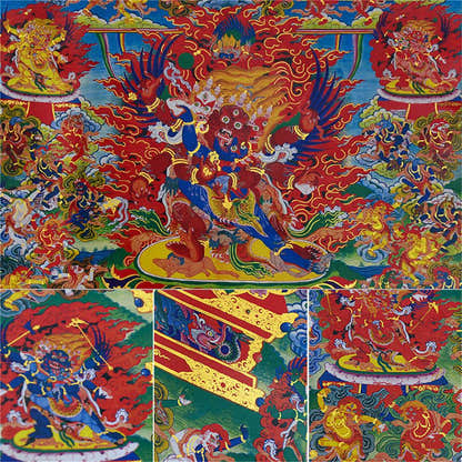 Bardo Thodol-58 Wrathful Deities - Tibetan thangka painting, view 14