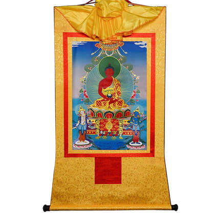Amitayus,Amida,Amitabha - Tibetan thangka painting, view 15