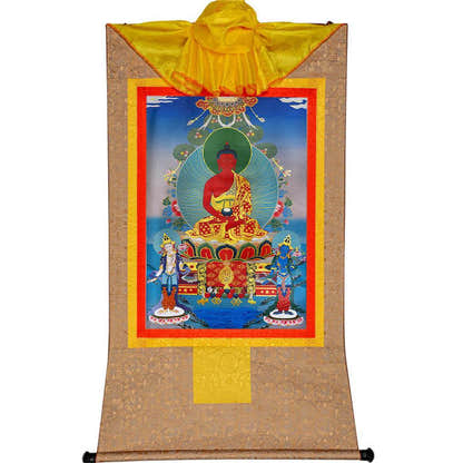 Amitayus,Amida,Amitabha - Tibetan thangka painting, view 9