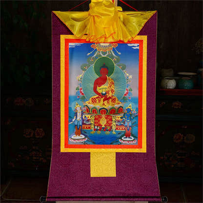 Amitayus,Amida,Amitabha - Tibetan thangka painting, view 14