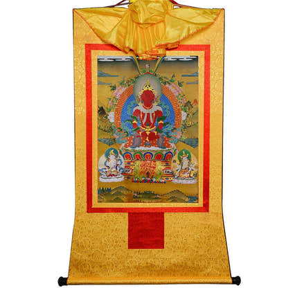Amitayus-Buddha Of Infinite Life - Tibetan thangka painting, view 15