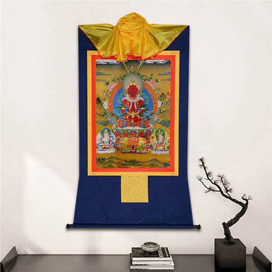 Amitayus-Buddha Of Infinite Life - Tibetan thangka painting, detailed view