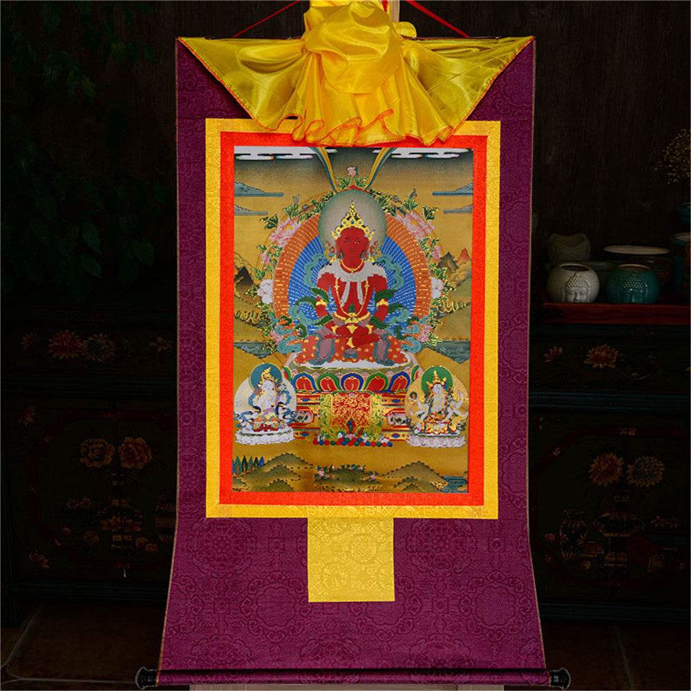 Amitayus-Buddha Of Infinite Life - Tibetan thangka painting, view 13
