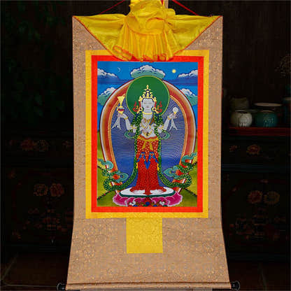 Chenrezig - Tibetan thangka painting, view 8