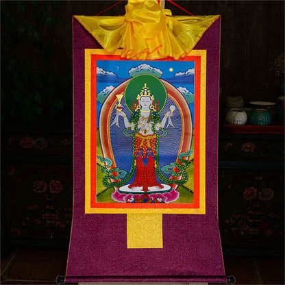 Chenrezig - Tibetan thangka painting, view 12