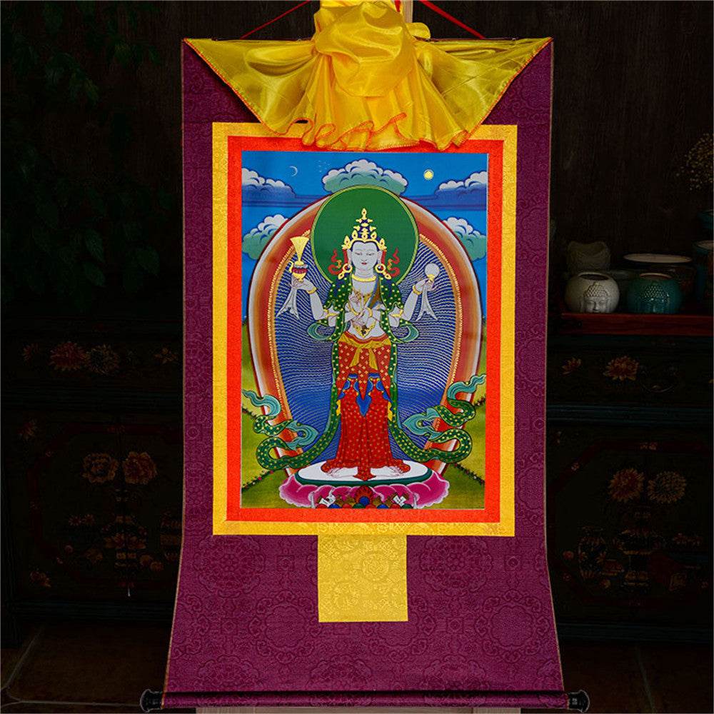 Chenrezig - Tibetan thangka painting, view 12