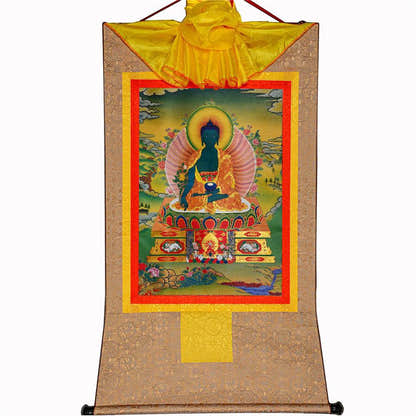 Bhaisajyaguru-Medicine Buddha - Tibetan thangka painting, view 8