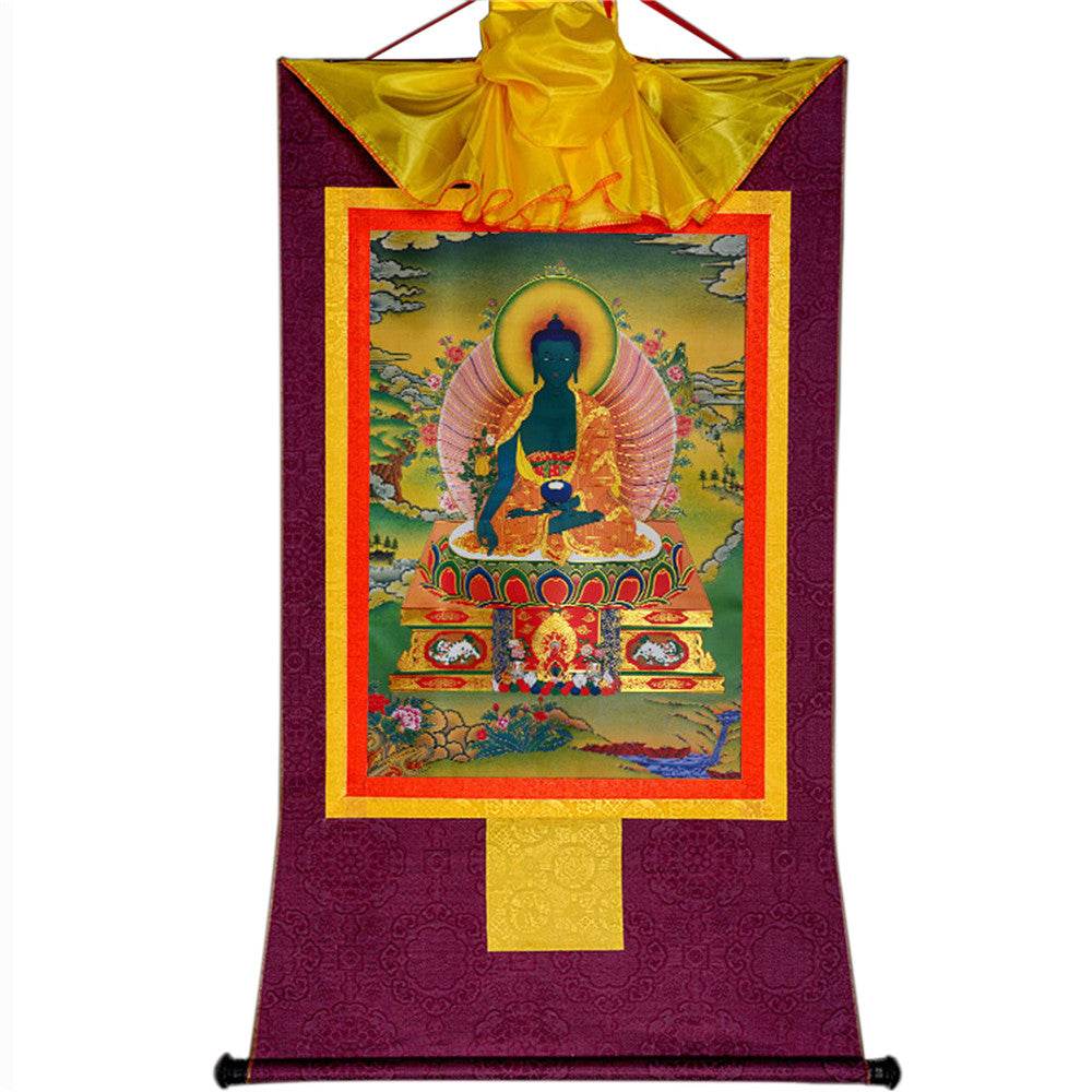 Bhaisajyaguru-Medicine Buddha - Tibetan thangka painting, view 12
