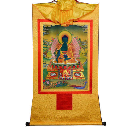 Bhaisajyaguru-Medicine Buddha - Tibetan thangka painting, view 15