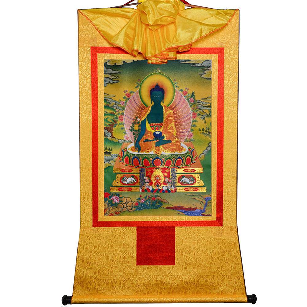 Bhaisajyaguru-Medicine Buddha - Tibetan thangka painting, view 15