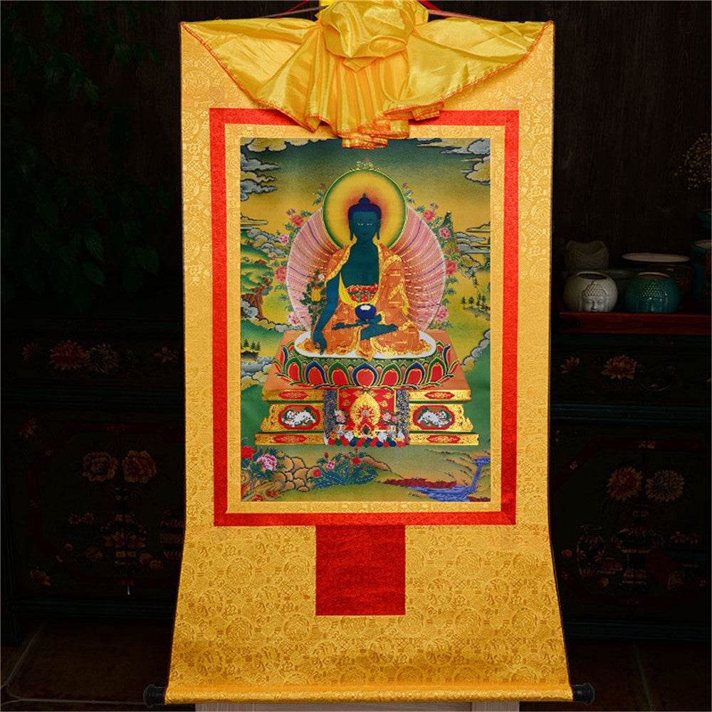 Bhaisajyaguru-Medicine Buddha - Tibetan thangka painting, view 16