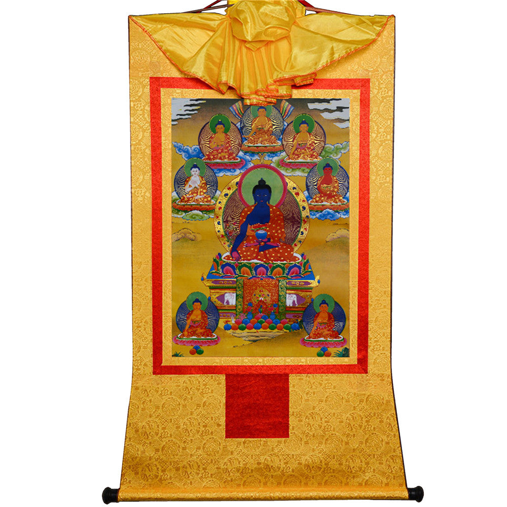 Gandhanra-Thangka-Art-Eight-Forms-of-Bhaisajyaguru-Medicine-Buddha