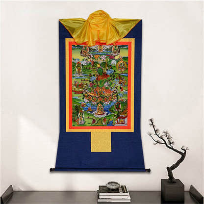 Eight Forms of Green Tara - Tibetan thangka painting, detailed view