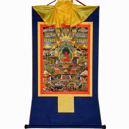 Elysium of Buddhism,Sukhavati - Tibetan thangka painting, view 11