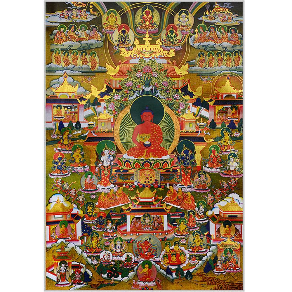 Elysium of Buddhism,Sukhavati - Tibetan thangka painting, view 7