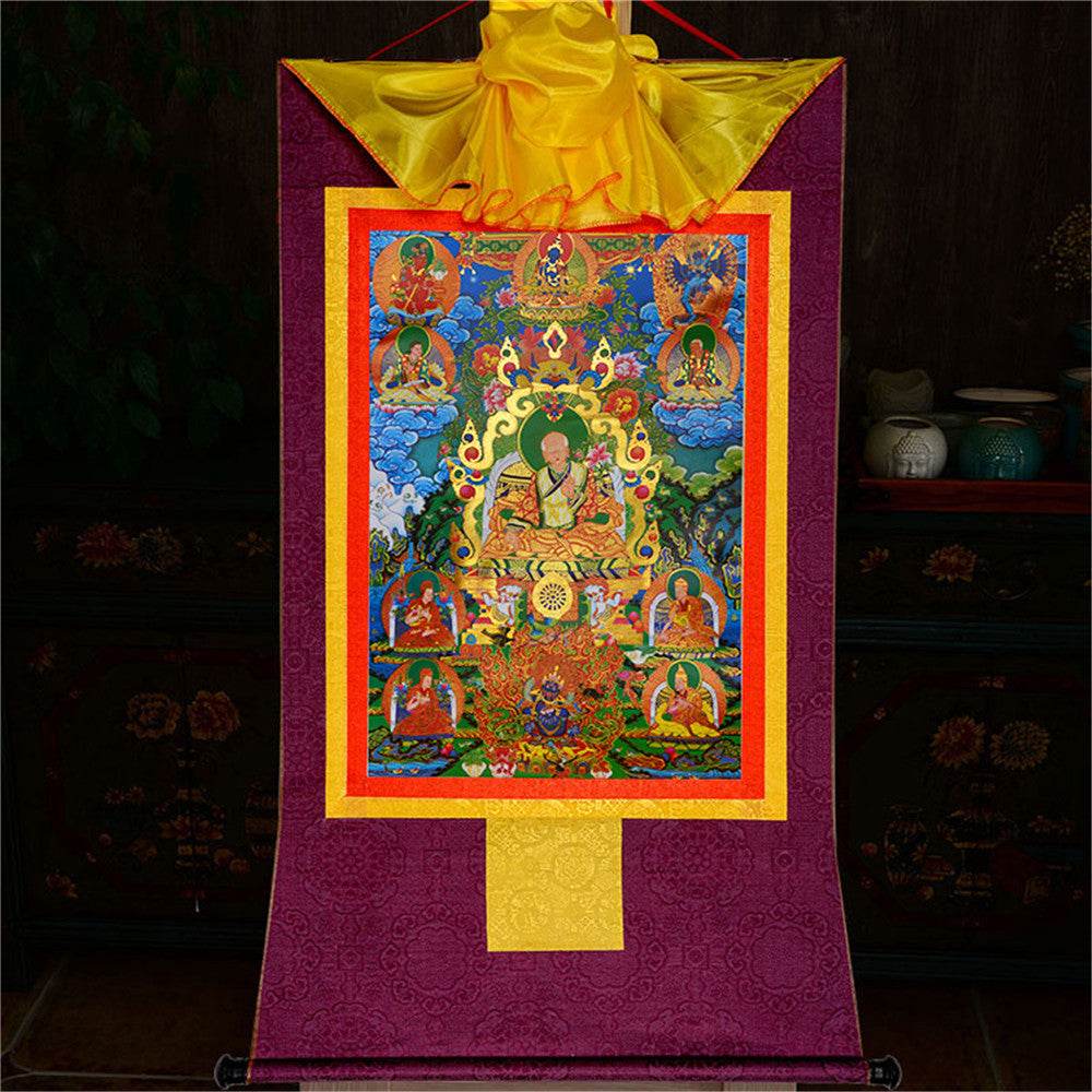 Masters of the Sakya school ,Great Sakyapa - Tibetan thangka painting, view 12