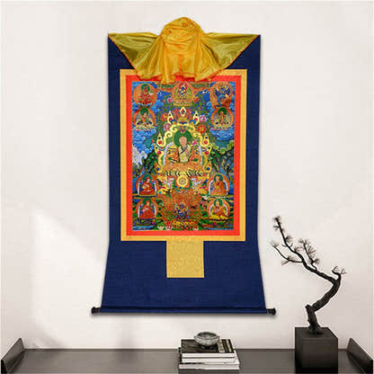 Masters of the Sakya school ,Great Sakyapa - Tibetan thangka painting, detailed view