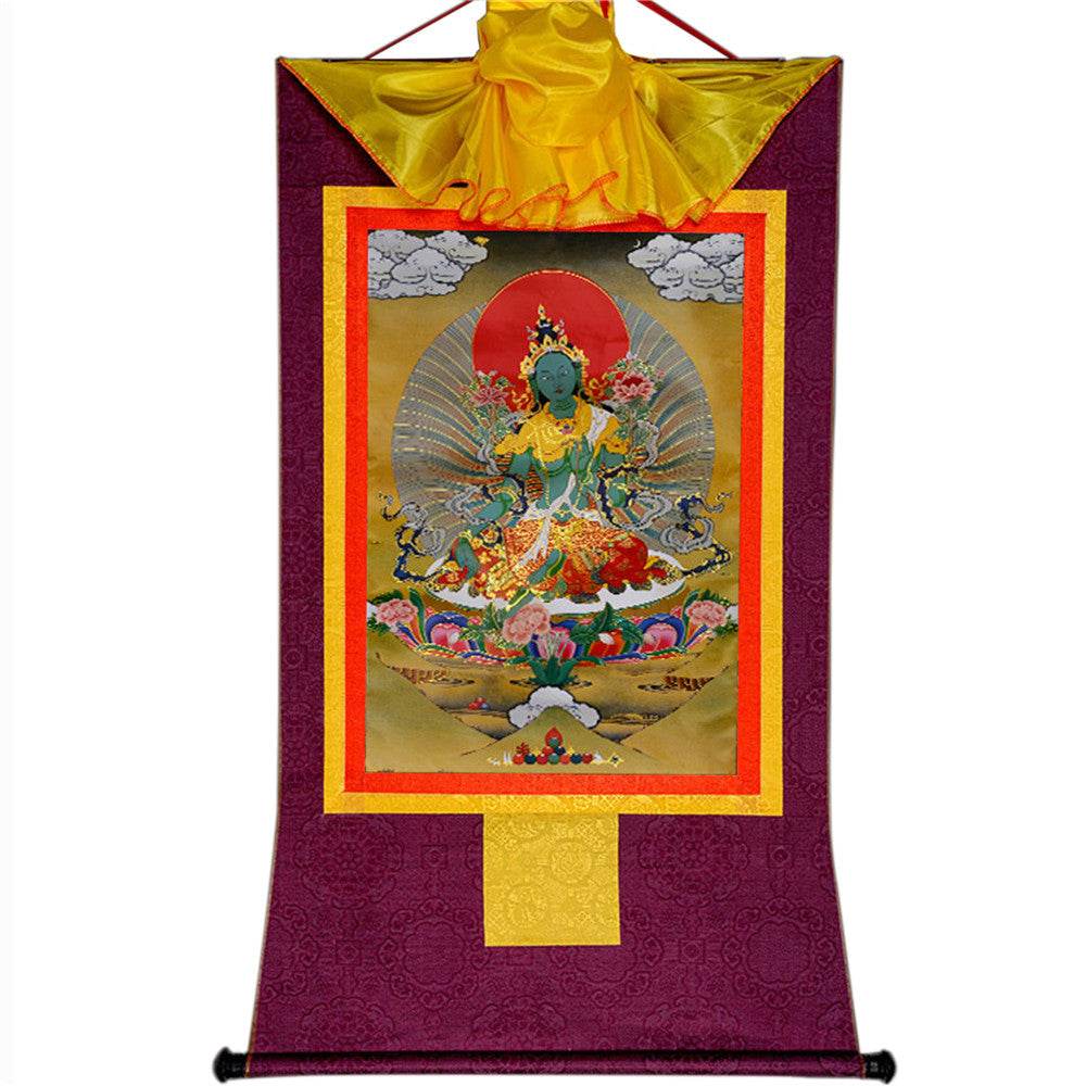 Green Tara - Tibetan thangka painting, view 12