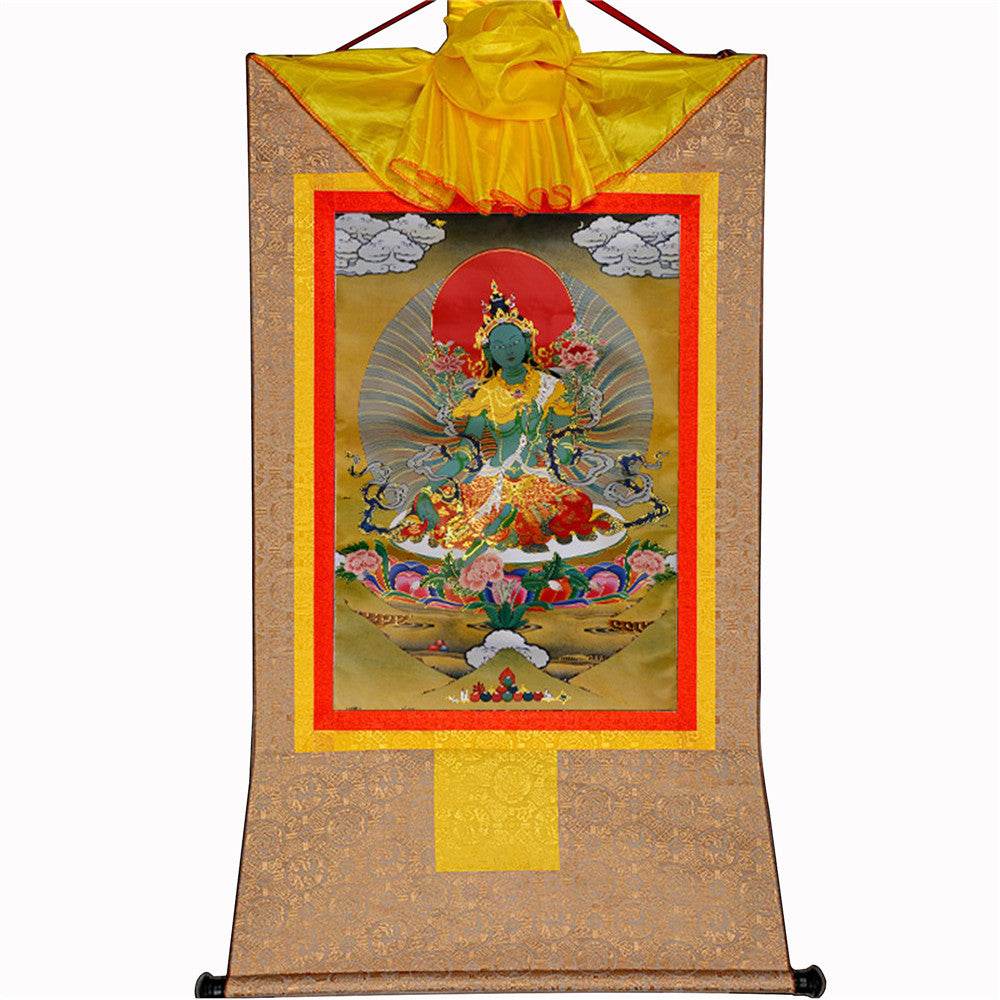 Green Tara - Tibetan thangka painting, view 9
