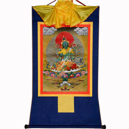 Green Tara - Tibetan thangka painting, view 10