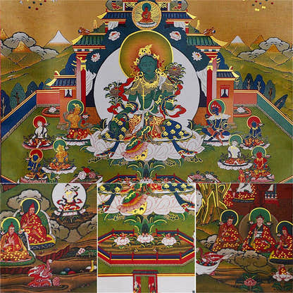 Green Tara in Mandala - Tibetan thangka painting, view 17