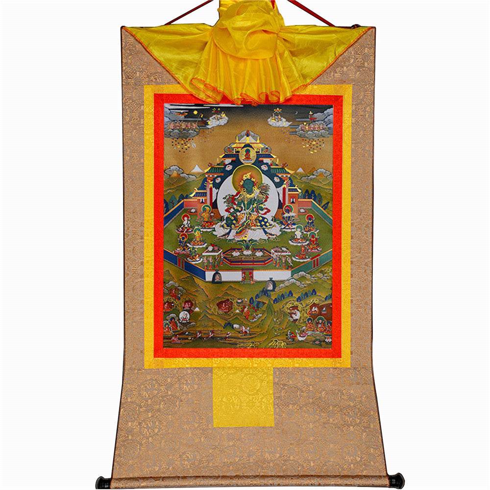 Green Tara in Mandala - Tibetan thangka painting, view 9