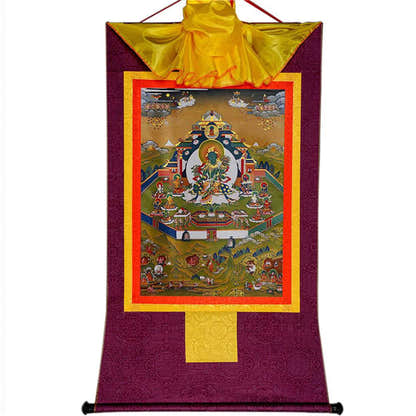 Green Tara in Mandala - Tibetan thangka painting, view 12