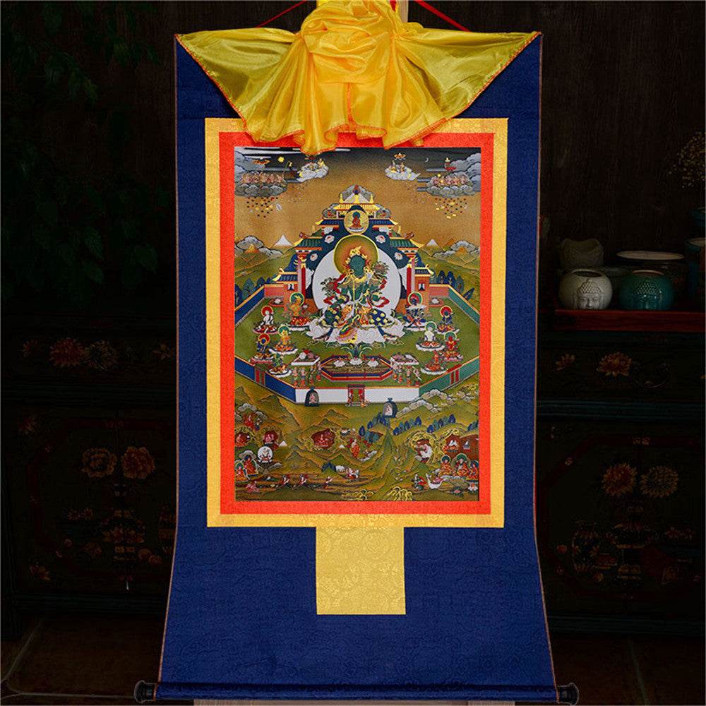 Green Tara in Mandala - Tibetan thangka painting, view 11