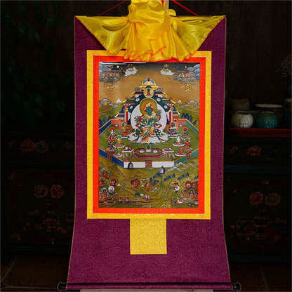 Green Tara in Mandala - Tibetan thangka painting, view 13