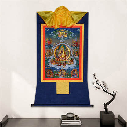 Je Tsongkhapa,Losang Drakpa,Je Rinpoche - Tibetan thangka painting, detailed view