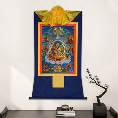 Gandhanra Bronzing Printed Tibetan Thangka Art - Je Tsongkhapa Thangka, Hand Framed Tibetan Buddhist Thangka Wall Hanging