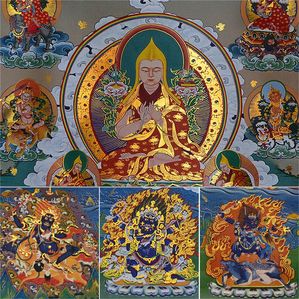 Je Tsongkhapa,Losang Drakpa,Je Rinpoche - Tibetan thangka painting, view 13