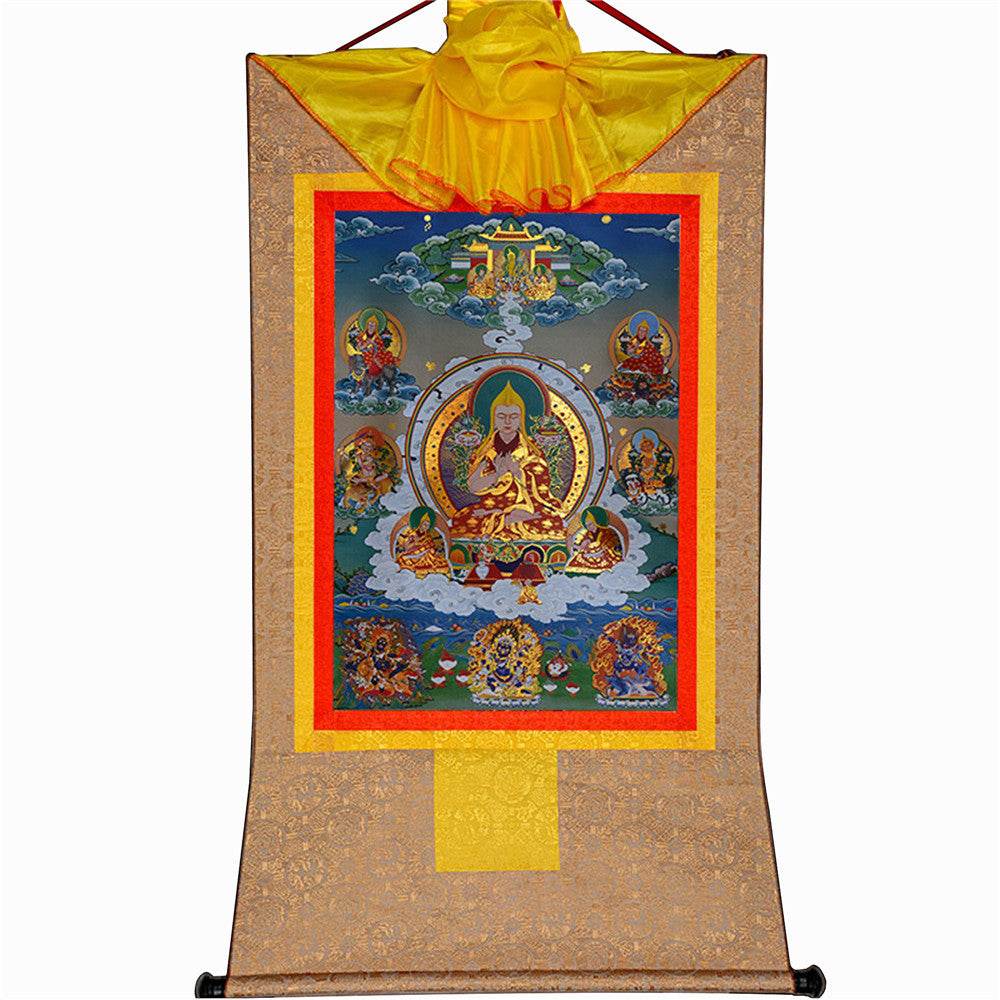 Je Tsongkhapa,Losang Drakpa,Je Rinpoche - Tibetan thangka painting, view 8